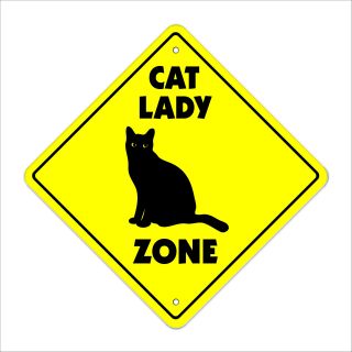 Cat Lady Crossing Sign Zone Xing 12 " Crazy Kitty Litter Kitten Cats Kennel Board