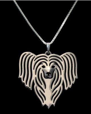 Chinese Crested Dog Pendant Necklace - Fashion Jewellery - Silver Plated