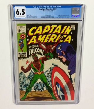 Captain America 117 Cgc 6.  5 Key (1st Falcon & Origin) Sept.  1969 Marvel