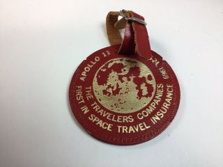 Travelers Insurance Rare Luggage Tag 1969 July 16 - 24 Apollo 11 Landing On Moon