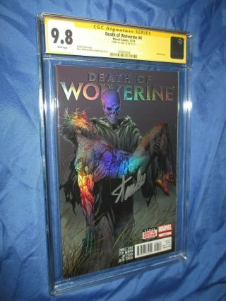 Death Of Wolverine 4 Cgc 9.  8 Ss Signed By Stan Lee 1st Print Foil