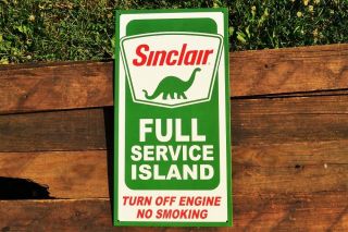 Sinclair Gasoline Full Service Island Tin Sign - Dino - Dinosaur - Oil Gas Pump