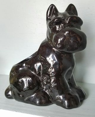 Vintage Black Ceramic Pottery Scottie Scottish Terrier Dog Planter