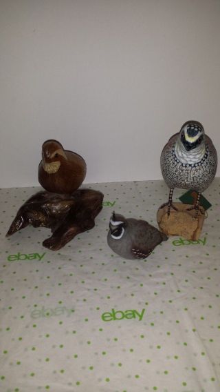 John J.  Madison Co.  Quail And Bird Sculptures Wildlife Woodcarving Wooden Bird