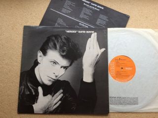 David Bowie “heroes” Orig 1977 1st Uk Issue Orange Labels Laminated Sleeve Ex