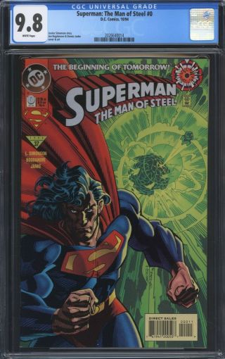 Superman: The Man Of Steel 0 Cgc 9.  8 Bogdanove Janke Dc Comics 1994