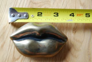 Vintage Huge Brass Lips Belt Buckle Very Unusual Fun