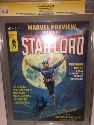 Marvel Preview 4 Cgc 6.  5 Ss Signed By Stan Lee 1st Appearance Of Star Lord