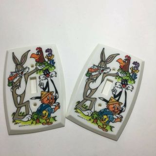 2 Vtg 1976 Warner Bros Looney Tunes Bugs Bunny Tweety Light Switch Cover Plate