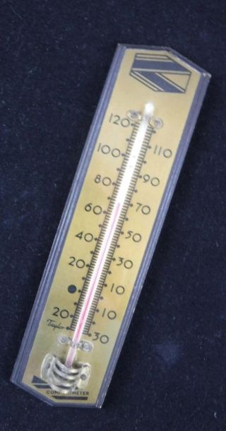 Vintage Brass & Wood Comfortmeter Thermometer 7 1/2 " X 1 7/8 "