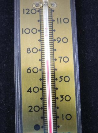 Vintage Brass & Wood Comfortmeter Thermometer 7 1/2 