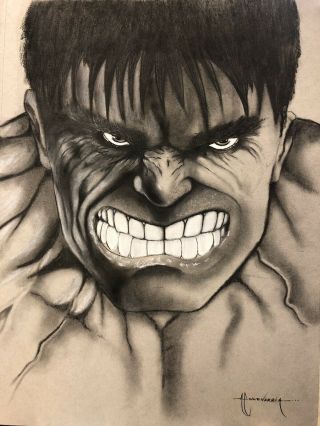 Hulk Marvel Comics Art Sketch 9x12 By Arsenio Echevarria