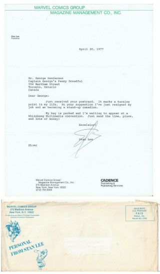 1977 Marvel Comics Stan Lee Signed Convention Appearance Letter - Marvelmania