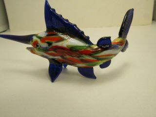 Hand Blown Multi Color Art Glass Swordfish