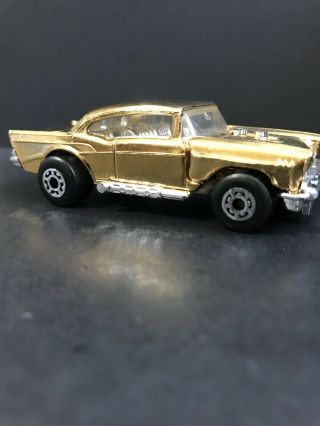 57 Chevy Matchbox One Of A Kind Gold Chrome Custom Car With Protecto Pak