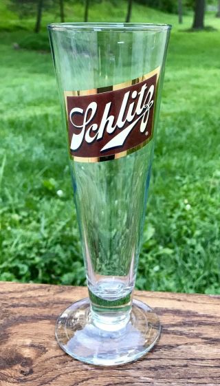Schlitz Vintage Logo 9” Tall Pilsner Beer Glass