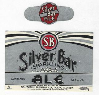 Southern Brewing Silver Bar Sparkling Ale Label With Neck Irtp Tampa Fl