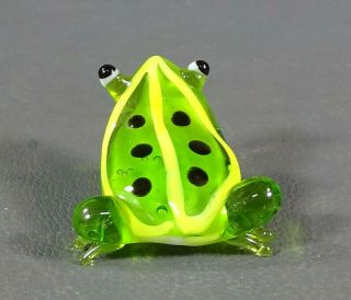 Vtg Italian Murano Hand Blown Green Glass Toad Frog Miniature Figurine Sculpture
