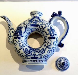 Old China Dynasty Blue& White Porcelain Wine Tea Pot 10 " 11 " 1/2