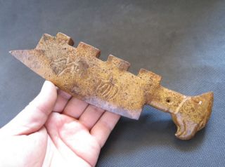 Antique Chinese Hongshan Culture Old Jade Hand - Carved Jade Knife 364g