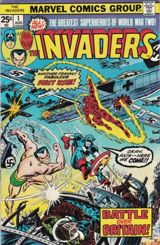 Invaders (marvel Comics 1st Series) 1 1975 Captain America Submariner Torch