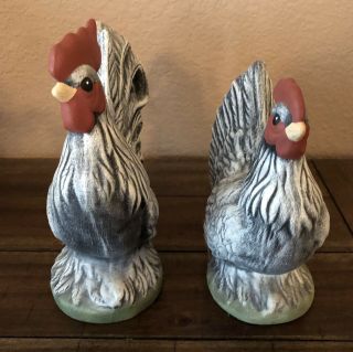 Vintage Ceramic ROOSTER & HEN Country Farmhouse Kitchen Decor 8” Figurines 3