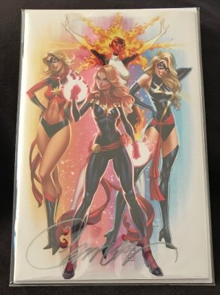 Captain Marvel 1 J Scott Campbell 2019 Convention Variant Cover F Signed W/