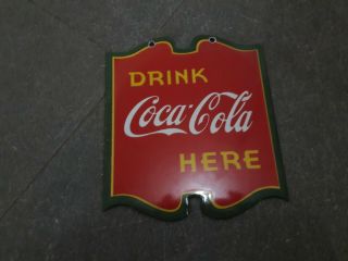 Porcelain Drink Coca - Cola Sign Size 7 " X 8 " Inches