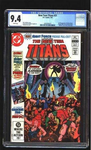 Teen Titans 21 Cgc 9.  4 Nm 1st Brother Blood George Perez Cover Dc 1982