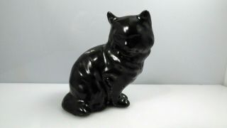 Vintage Ceramic Black Persian Cat Kitty Figurine Sitting Figural Animal Glossy