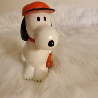 Vintage Snoopy Peanuts Baseball Bank,  United Feature Syndicate,  Determined
