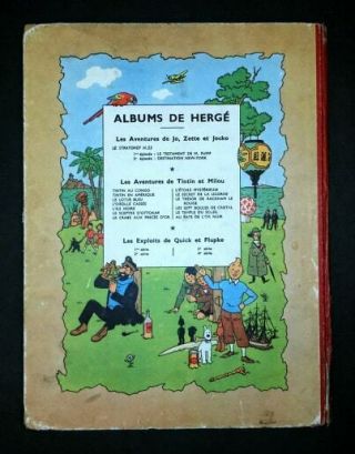 Hergé - Tintin - Tintin en Amérique - 4ème plat B5 éd.  Belge 1951 - Etat Bon 2