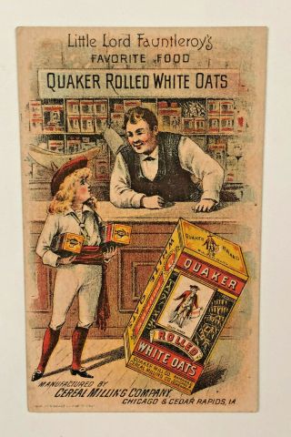 Victorian Trade Card Little Lord Fauntleroy Quaker Oats Ceral Milling Co