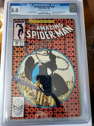 Spider - Man 300 Cgc 8.  0 1st Appearance Venom Never Pressed Key Book