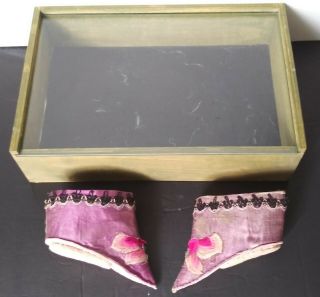 Antique Chinese Silk Embroidered Bound Feet Shoes