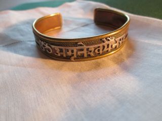 Copper & Brass Cuff Bracelet W/ Red Stones India 36.  4 Grams Vg