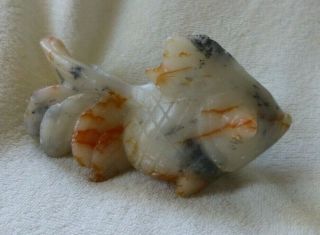 Vintage Hand Carved Marble Onyx Stone Fish Figurine Ornament Statue Netsuke