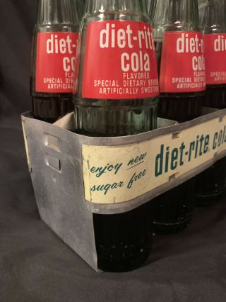 X Rare 1950 ' s 10 Oz Diet Rite Aluminum 6 Pack Carrying Case W/ Bottles 4