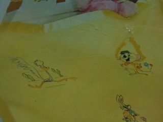 Vtg 1972 WARNER BROS.  LOONEY TUNES Bugs Bunny EMBROIDERY BLANKET MADE IN USA 3