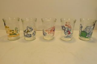 Set Of 5 Welchs Tom & Jerry Jelly Jar Glasses 1991 Sports & 1993 The Movie Kids