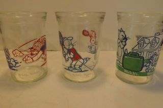 Set of 5 Welchs Tom & Jerry Jelly Jar Glasses 1991 Sports & 1993 The Movie Kids 3