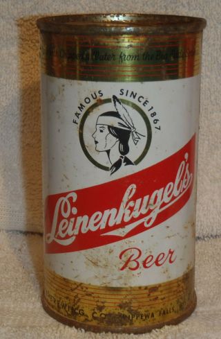 1950s Gold Leinenkugel Flat Top Beer Can Chippewa Falls Wisconsin