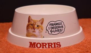 Vintage 1977 Morris The Cat " Frankly I Deserve 9 Lives " Cat Food Bowl Rare