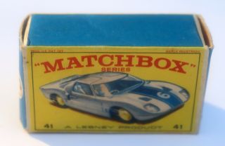 Matchbox Lesney 41 Ford G.  T.  Racing Car Box Only
