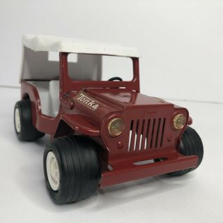 Vintage Tonka Pressed Steel - Red Jeep W/canopy - 6.  5 "