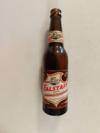 1946 Falstaff Beer Bottle Long Neck 12 Oz Paper Label Omaha Nebr.  No Chips Empty