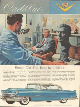 1955 Vintage Ad For Cadillac`blue Retro Car General Motors Corp (020518)