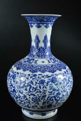 G5141: Chinese Blue&white Flower Pattern Big Flower Vase Ikebana Tea Ceremony