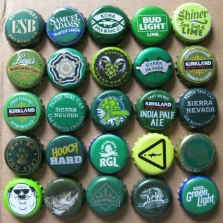25 Different Worldwide Shades Of Green Themed Beer Bottle Caps