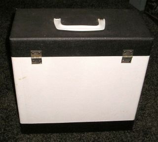 1960s Wooden Black & White Portable LP Carrying Case Holds 20,  Records 2
